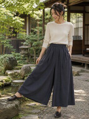 Vintage Japanese Evam Eva Wide Leg Cropped Pants, 2000s Y2K Minimalist Lagenlook